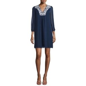 DIANE VON FURSTENBERG MASLYN SILK EMBROIDERED MIDNIGHT BLUE SHIFT SPRING DRESS 4